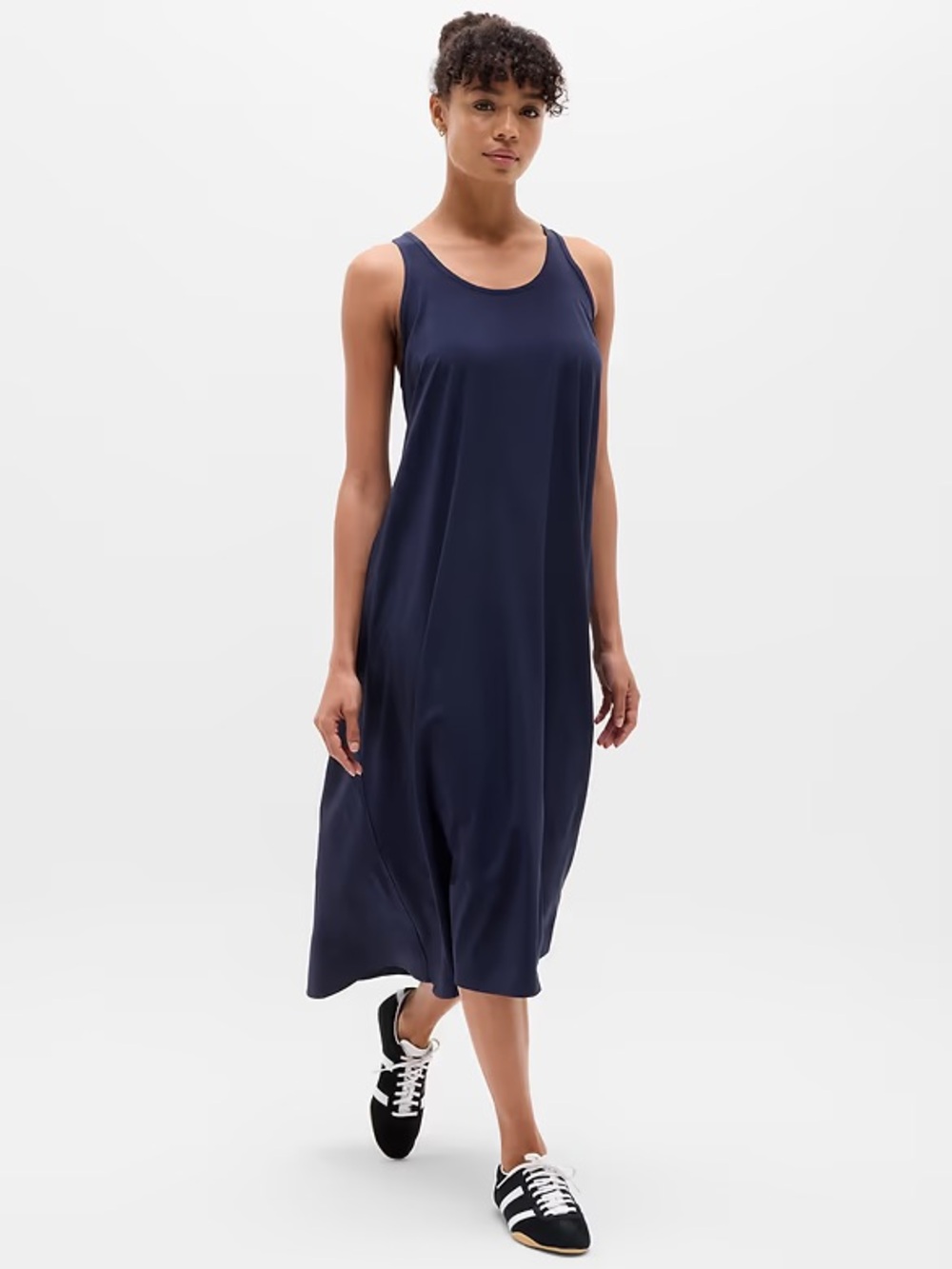 Athleta navy “Presidio” scoop-neck racer-back high-low maxi dress - EUC - Picture 3 of 16